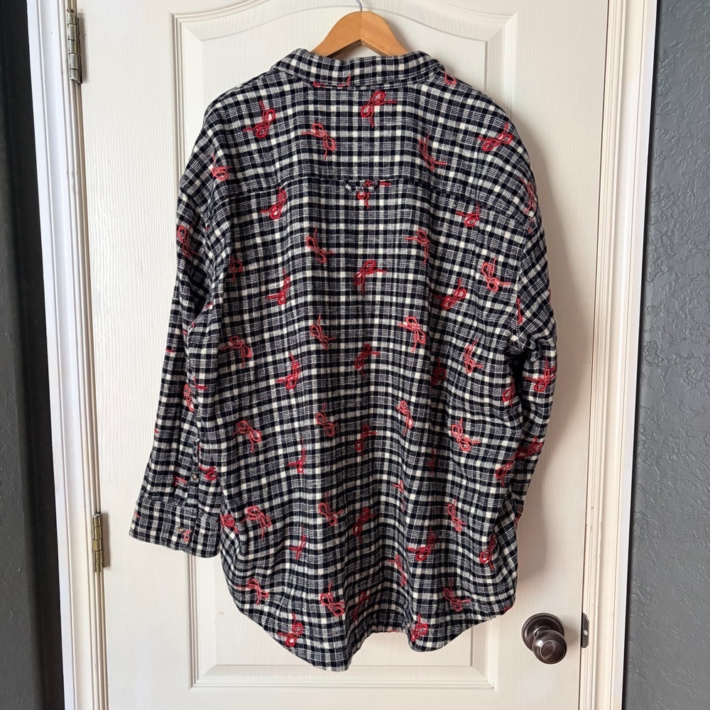 NWOT BDG Urban Outfitters Dani Embroidered Flannel Shirt Tunic Top Oversized, L - Picture 7 of 15